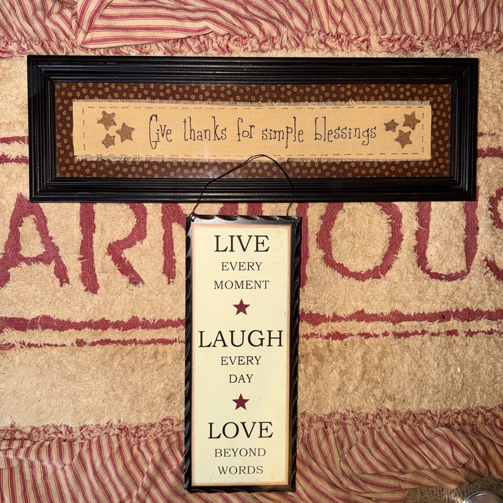 Live Laugh Love Hanging Wall Plaque - Red and Cream